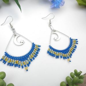 Moon and Star Beaded Statement Earrings